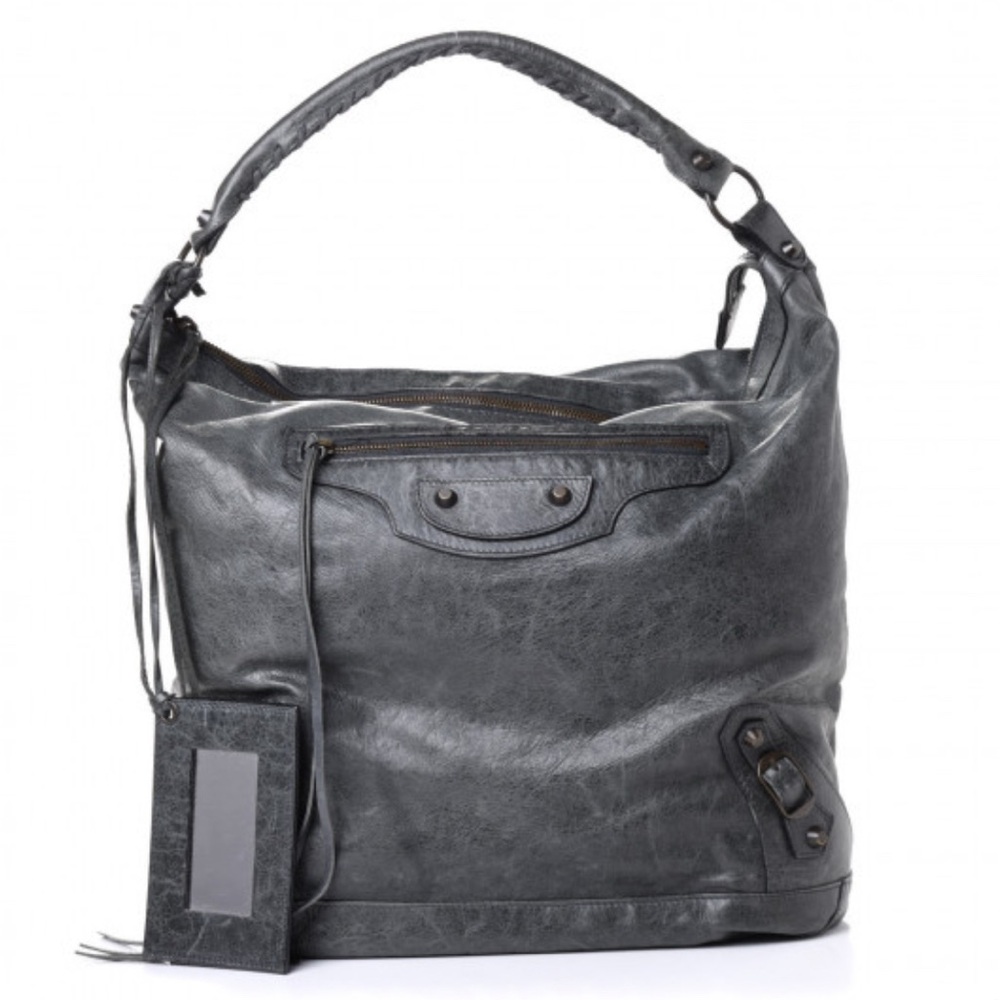 Balenciaga Hobo Gray Leather Women's Bag